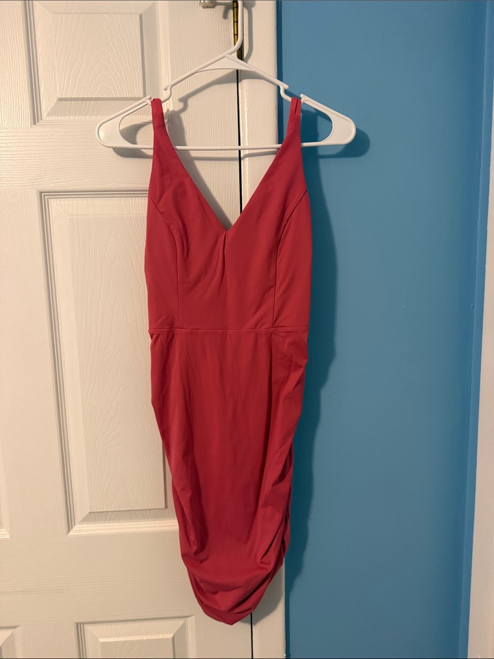 HALARA Red V-Neck Midi Bodycon Dress